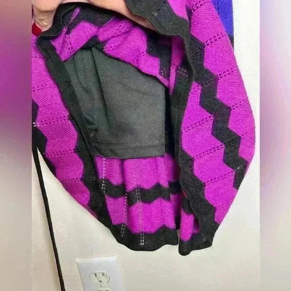 Danny and Nicole Chevron Print Purple Gray Black Belted Knit Dress Size Large - Picture 11 of 14